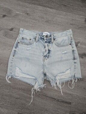 Pistola Distressed Light Wash Denim Shorts Size 25